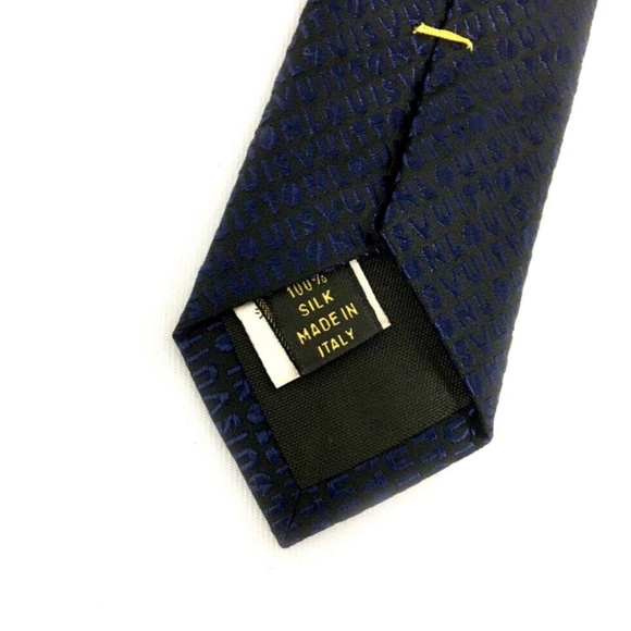 SOLD *Louis Vuitton Navy Blue "Louis" Logo Tie - Picture 5 of 6